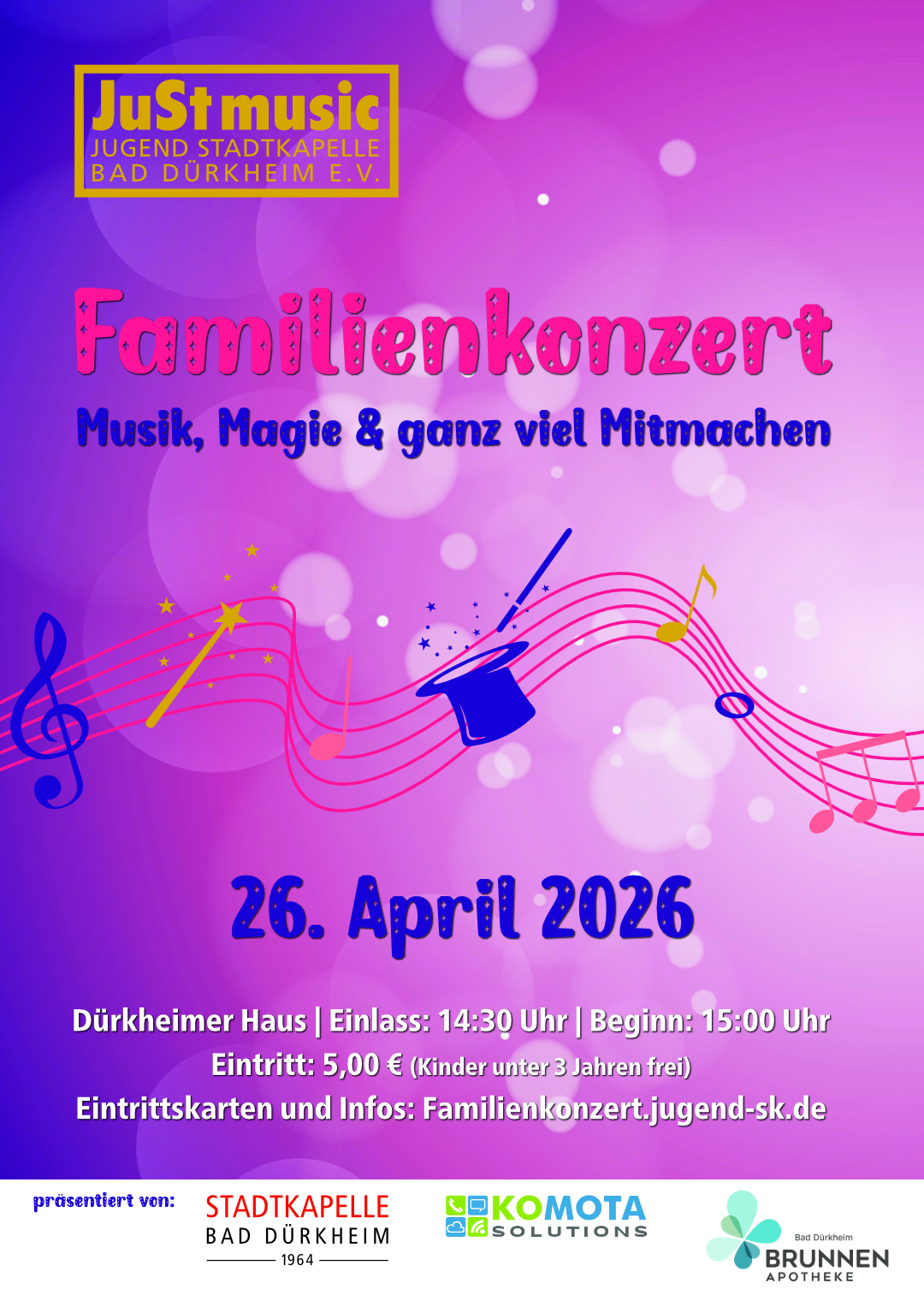 Familienkonzert von JuSt music - Musik, Magie & ganz viel Mitmachen